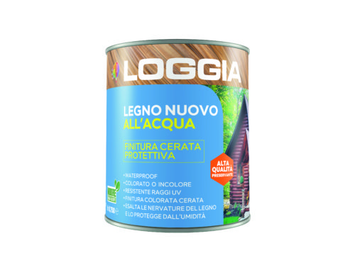 Water-based, non-toxic, odourless protective impregnating agent for wood. Coloured wax finish